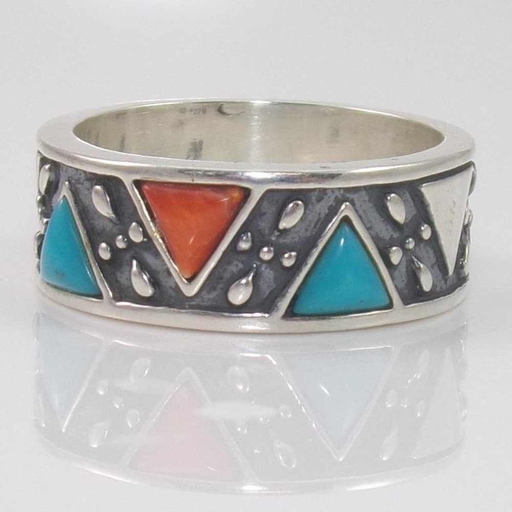 Vintage Carolyn Pollack Sterling Silver Turquoise Coral Ring